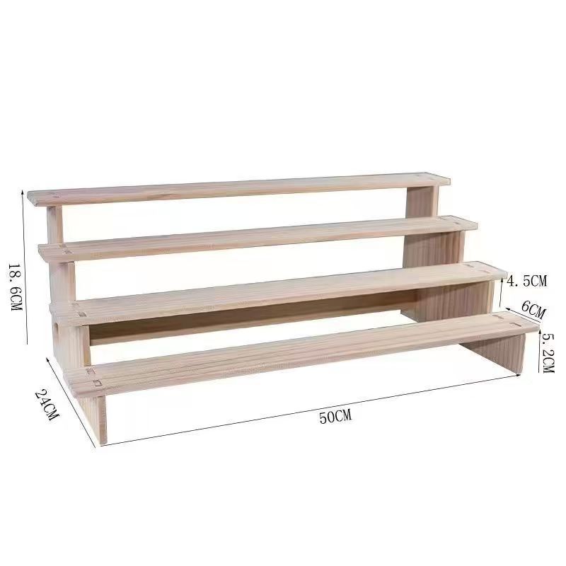 木製の収納棚の手作りのおもちゃの陳列棚のテーブルの置物の階層式の模型の展示台の実木の置き棚