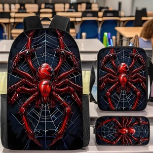 Spider Backpack Children's DIY School Bag Large Capacity Lightweight Fashion Student Backpack Lunch Bag Pencil Bag