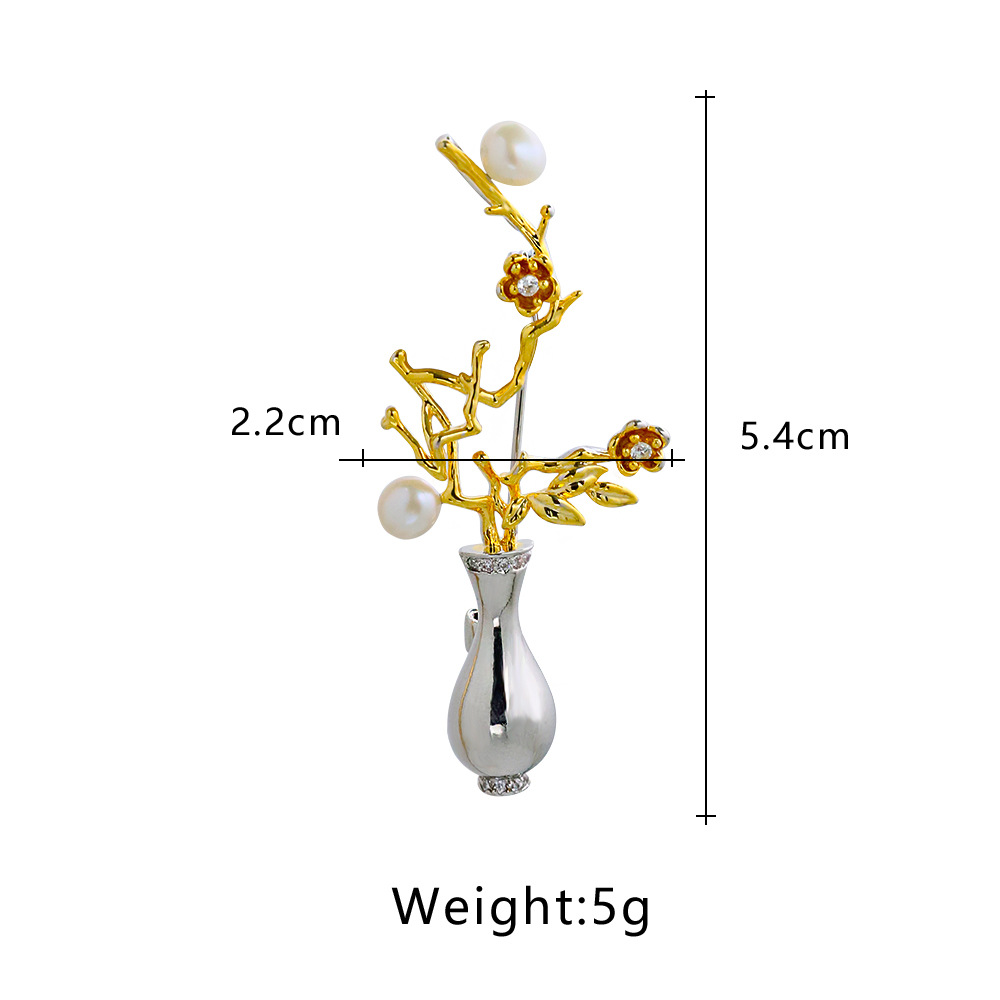 Diseño de nicho perlas naturales verdaderas delicadas flores broches temperamento de moda universal suéter accesorios image 6