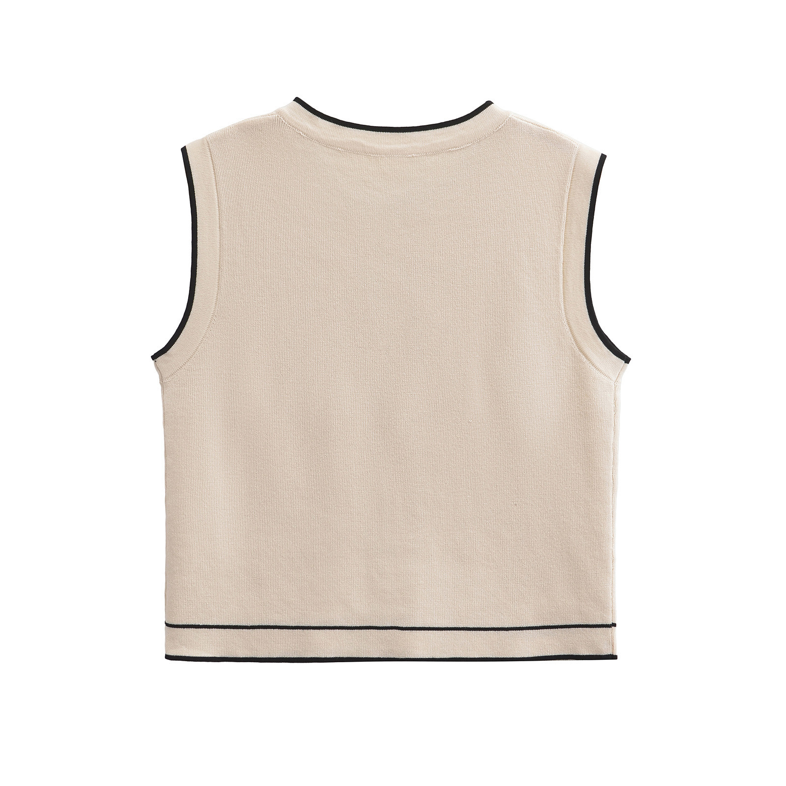 Damenbekleidung 2024 Herbst und Winter neue Street Fashion Kontrastfarbe Rundhalsweste_voghion.com