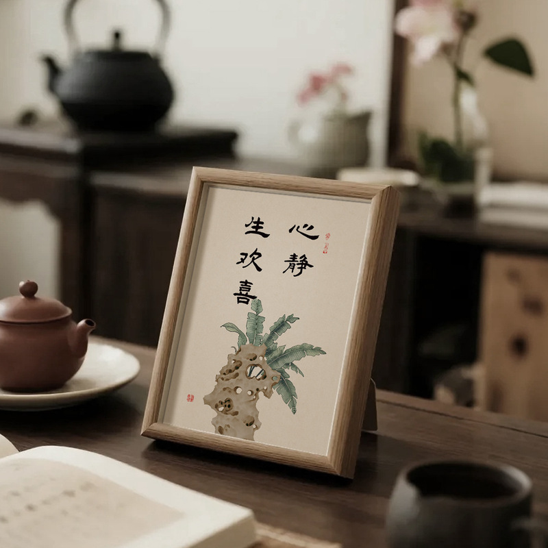新中式实木相框摆台书法字画家居装饰礼品摆件|undefined