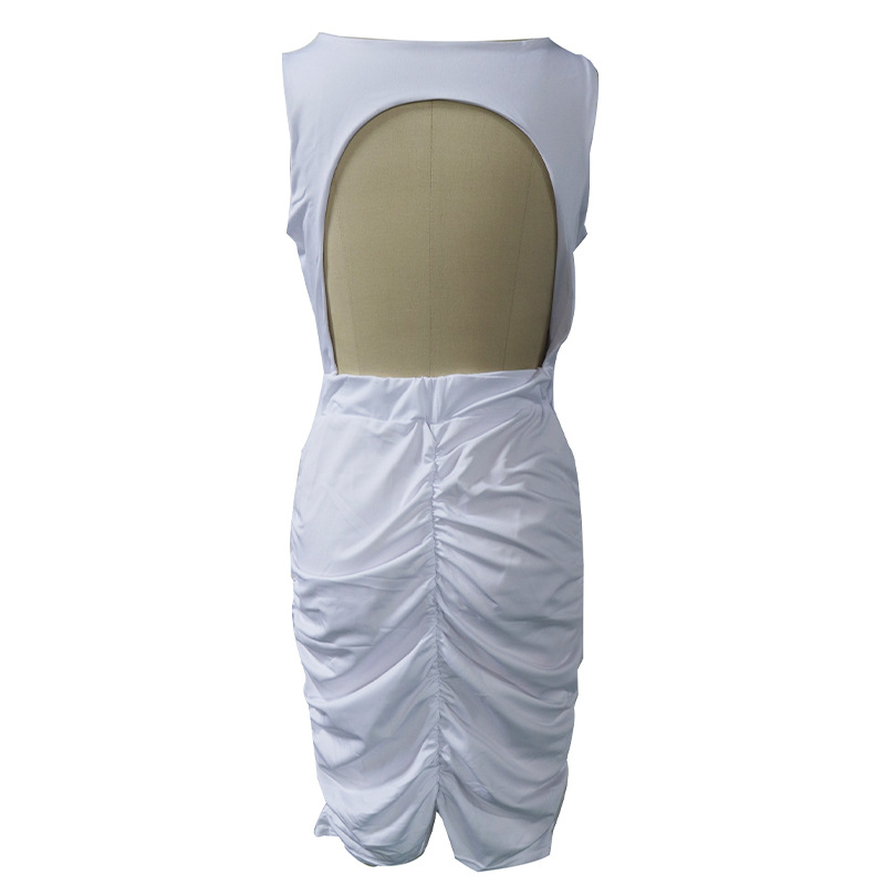 Women's Pleated Sleeveless Dress With Open Back For Summer_voghion.com