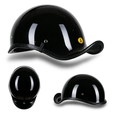 Motosiklet kaskı (dəbilqə) — Electric Motorcycle Helmet, Retro Half Helmet - bright-black-brown-lenses-m