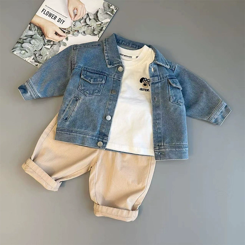Детская вышивка джинсовая куртка весна и осень новый корейский мужской и женский ребенок
