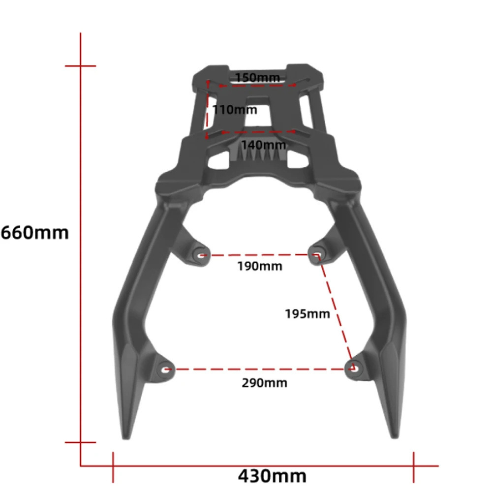 Suitable for 22-26 Models of Honda Adv160 Motorcycles, Modified Aluminum Alloy Heavy-Duty Rear Rack, Tail Box Luggage Bracket