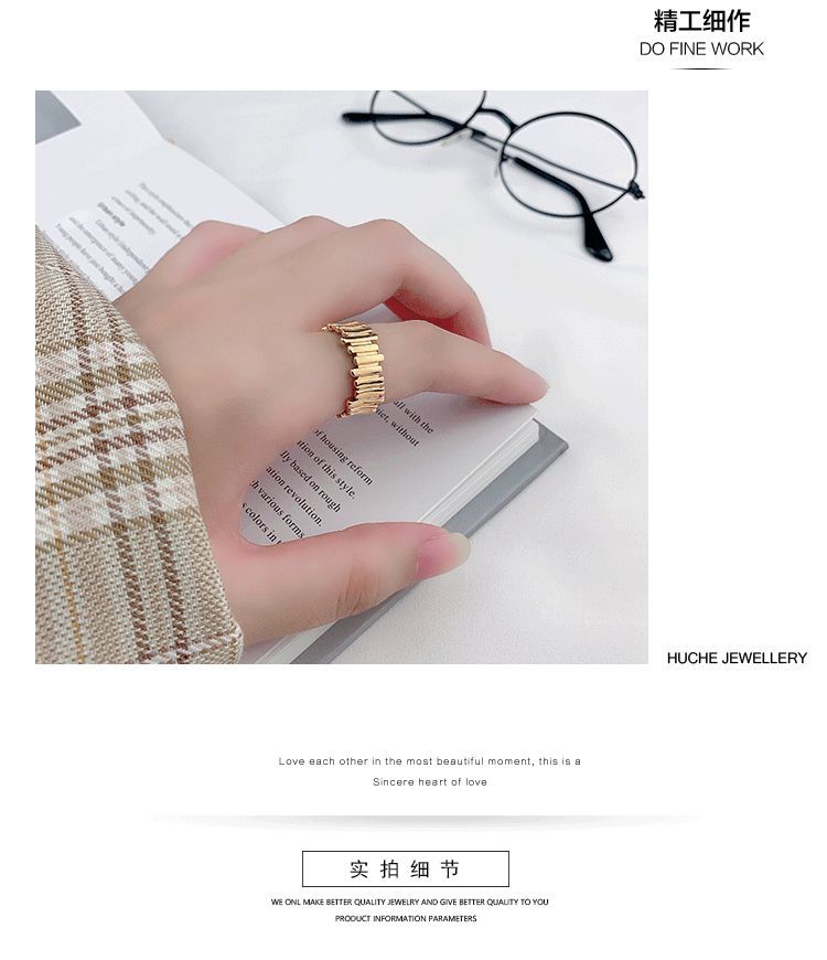 Korean Style Ins SpecialInterest Design Geometric Ring Fashion Irregular Lines Versatile Switchable Index Finger Ring Womenpicture12