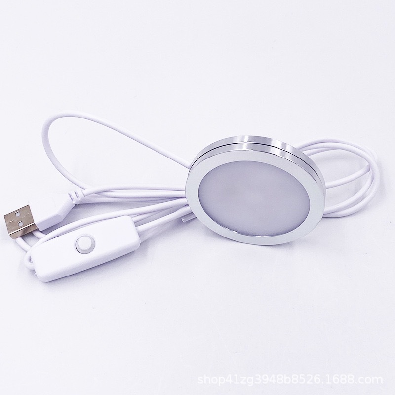 Luz de aleación de aluminio ultrafina redonda USB Super brillante 5V LED de bajo voltaje aluminio modelo de impresión 3D gabinete de decoración estantería de vino