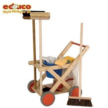 幼兒園角色扮演荷蘭EDUCO清潔工作小推車清潔工具過家家玩具木制