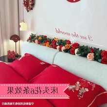 婚禮花真花藤結婚床頭花花玫瑰裝飾花空調管道遮擋塑料藤蔓熱