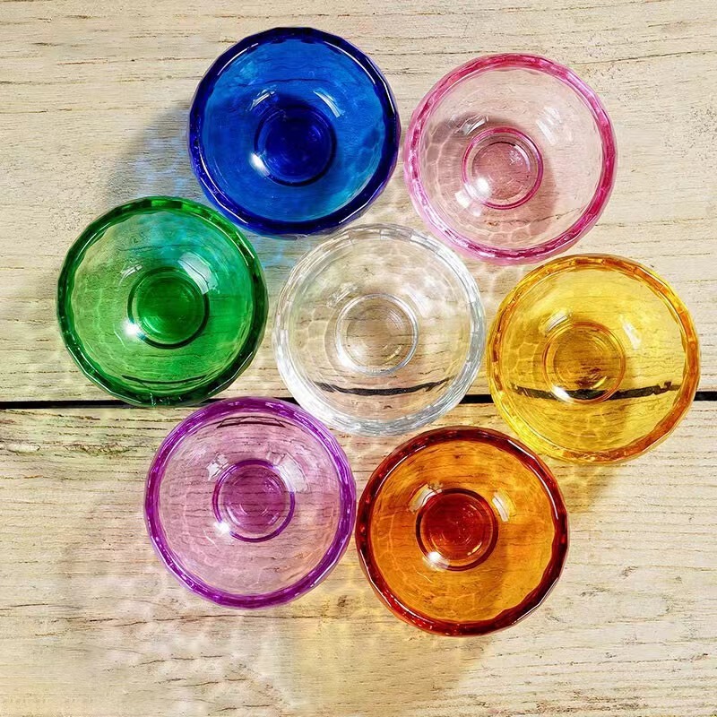 Crystal Glass Bowl Transparent Water Supply Bowl Colorful Bowl Holy Water Bowl Essential Oil Mask Bowl Buddhist Hall Water Supply Bowl