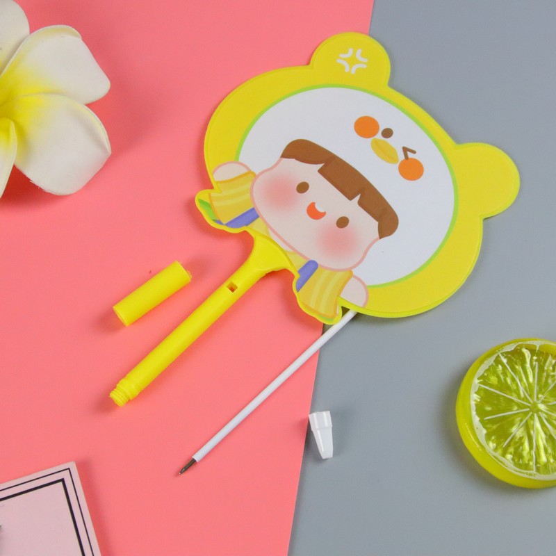 Dibujos animados bebé ventilador pluma pequeña papelería fresca estudiante bolígrafo kindergarten niños Premio regalo al por mayor