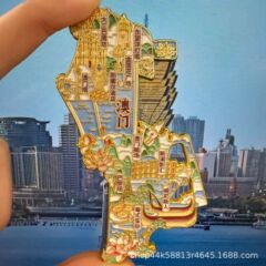 新型のマカオの冷蔵庫は金属の磁気を貼って観光地区の都市の観光の記念品の現物の冷蔵庫を貼って旅行の卸売りを貼ります。