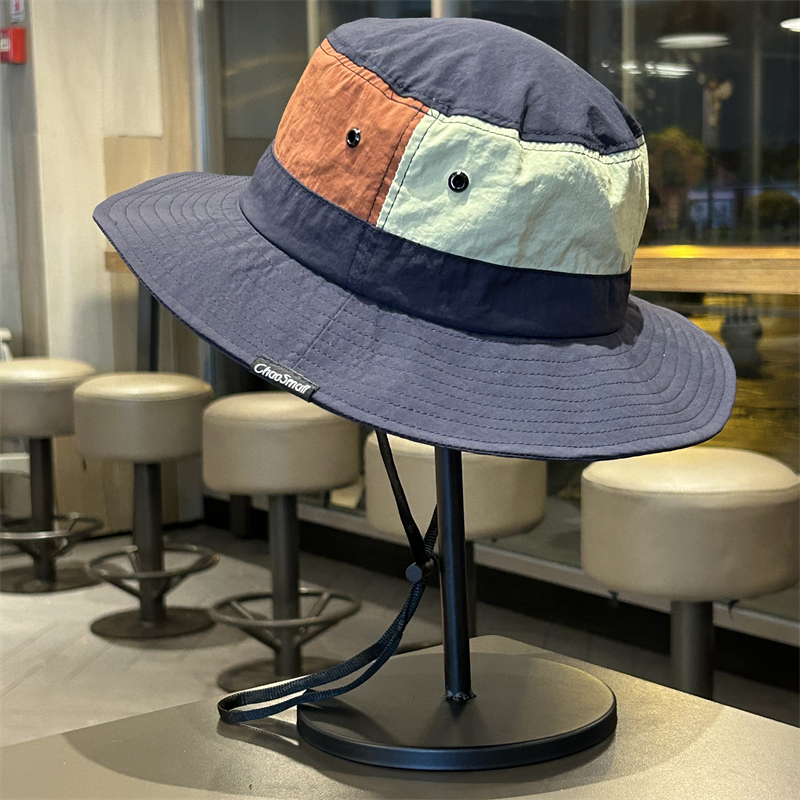 Japanischer Anglerhut für Damen, Sommer-Wanderhut, schnelltrocknend, atmungsaktiv, aus Denim, farblich abgesetzt, für Outdoor-Aktivitäten._voghion.com