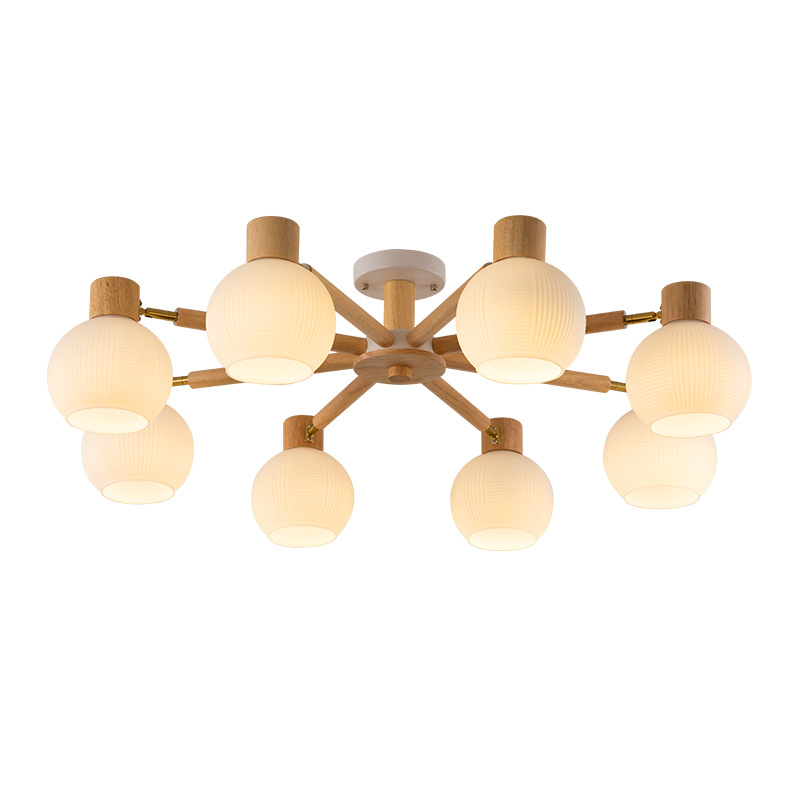 Gran vista de jardín lámpara de techo cálida madera de viento lámpara de sala de estar moderna lámpara de dormitorio simple lámpara de comedor 176L