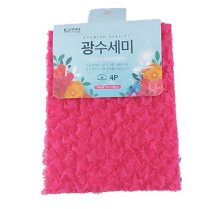 한국 수입 가정용 주방 청소용 논스틱 팬 기름때 제거 설거지 브러쉬 수세미 4개입 광택 수세미