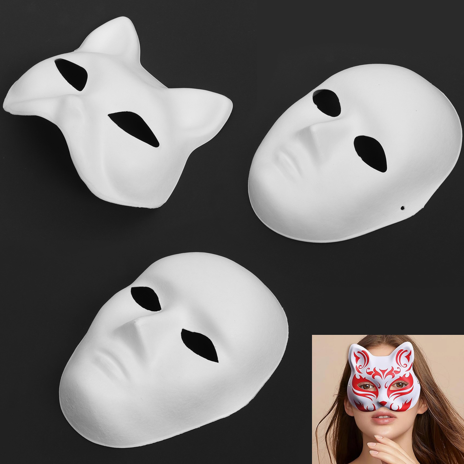 Máscaras DIY en blanco pintadas a mano juguetes hechos a mano máscaras de animales para hombres y mujeres en stock