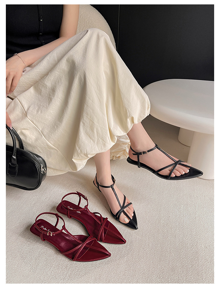 Sandal hở mũi nữ quai mảnh gót mèo con 4 cm phong cách tối giản — Màu đen chi tiết 38