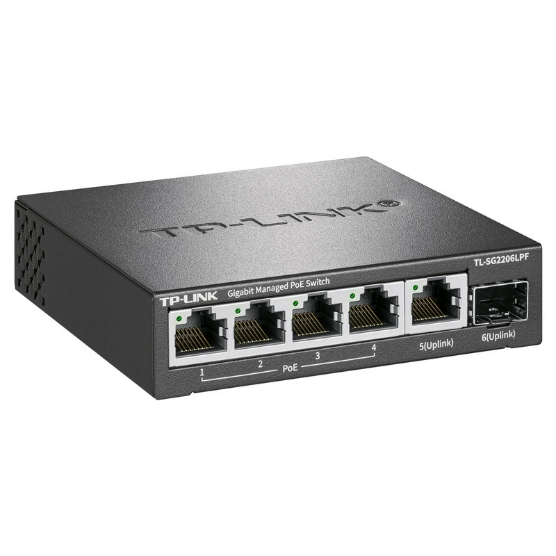TP-LINK TL-SG2206LPF Гигабитный облачный коммутационный PoE коммутатор с оптикой 6 портов Гигабитный POE сетевой кабель питание