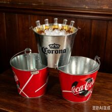 5升锌铁冰桶啤酒桶浮雕冲压四色印刷酒吧KTV带金属开瓶器镀锌铁桶