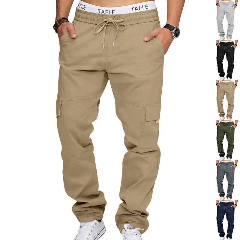 Men's Clothing Men's Casual Trousers Loose Fit Multi Pocket Cargo Pants Patchwork Straight Leg For Formal & Casual_viptrois.com