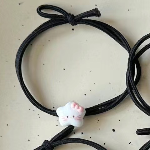 검은색 고무줄 작은 별 흰색