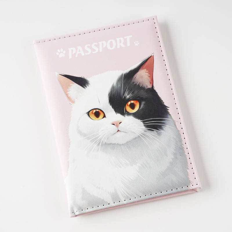 22g Weight Synthetic Leather Lining Material Open Closure Type / Strap Type passport holder Bags Type Travel Occasion Pu Leather Material Waterproof Function Dog, Cat Pattern All Seasons Season Unisex Gender Cute Style Square Shape Unisex Cute Dog Cat Pu Leather Waterproof Passport Holders 2