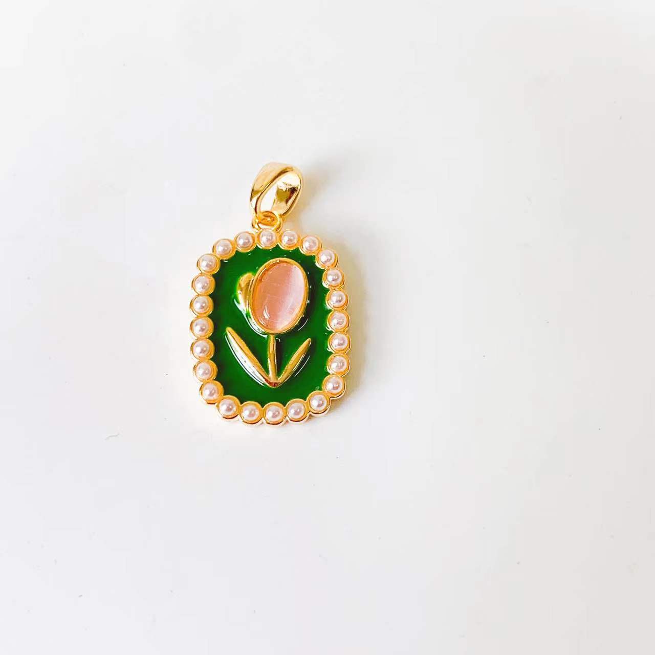 1 Piece Copper Artificial Pearls Cat's Eye Stone Zircon Geometric Charms Jewelry Accessories display picture 23