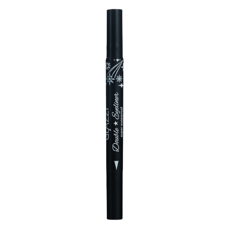 Nuevo sello de estrella de cinco puntas de doble cabeza sello Eyeliner Pen Impermeable no es fácil de smudges pluma de gusano de seda muy delgada y larga duración estudiante negro