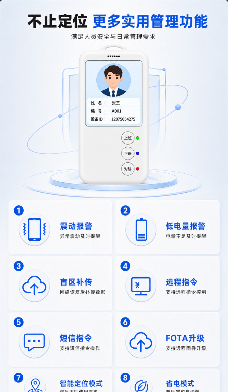 4G electronic work badge personnel locator, employee location tracking, attendance check-in, public network intercom, intelligent Beidou GPS positioning