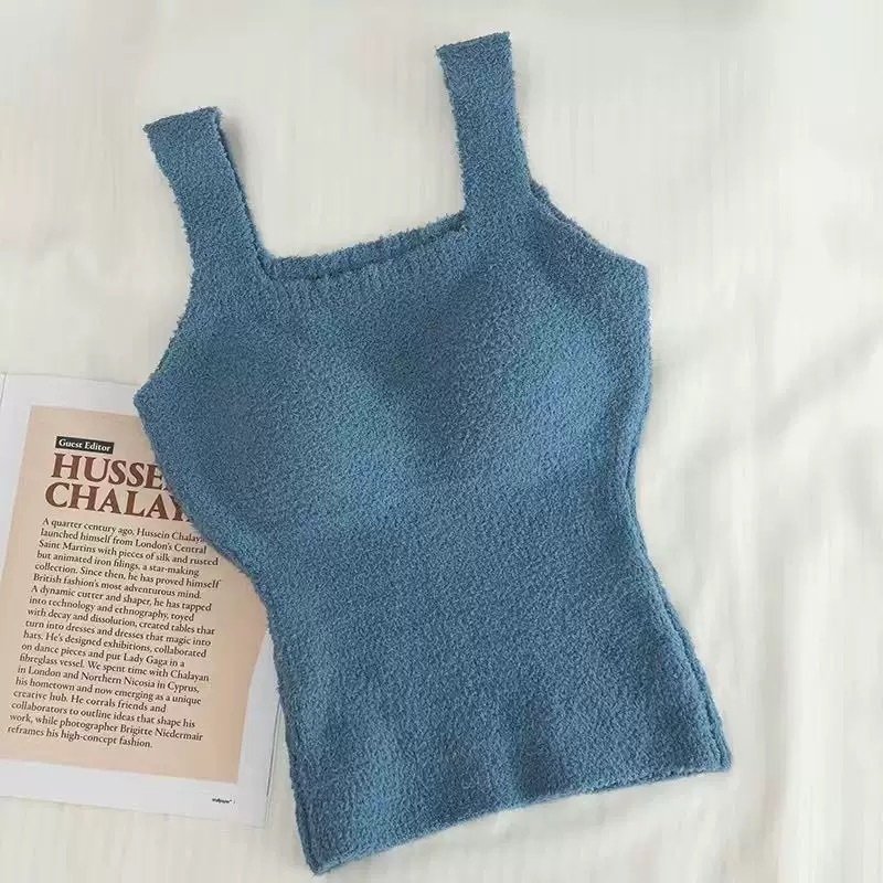 Diseño de corderos, tirantes de peluche, chalecos pequeños, mujeres invierno con terciopelo engrosado, esteras interiores y exteriores con blusas image 8