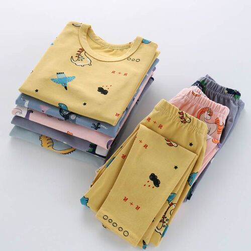 Children's Cotton Spandex Set of Pajamas (Boy and Girl) - Cartoon Cute Warm Clothing for Autumn - AliExpress Dropshipping
