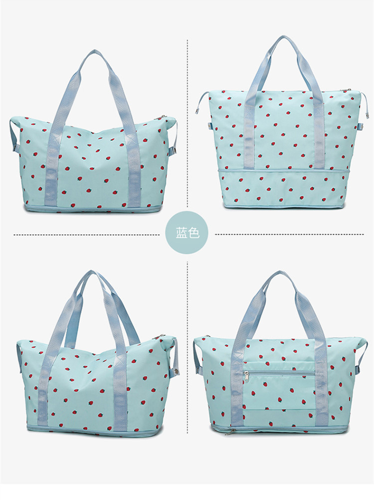 Nueva fresa pequeña, fresca, gran capacidad, expansión telescópica, bolsa de viaje, deporte de natación, bolsa de fitness, bolsa de almacenamiento para estudiantes