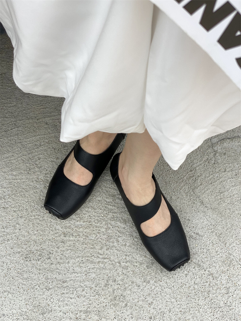 Flat soled grandma single shoe women's 2024 summer new Korean version versatile soft sole thick heel dance ballet shoes_voghion.com