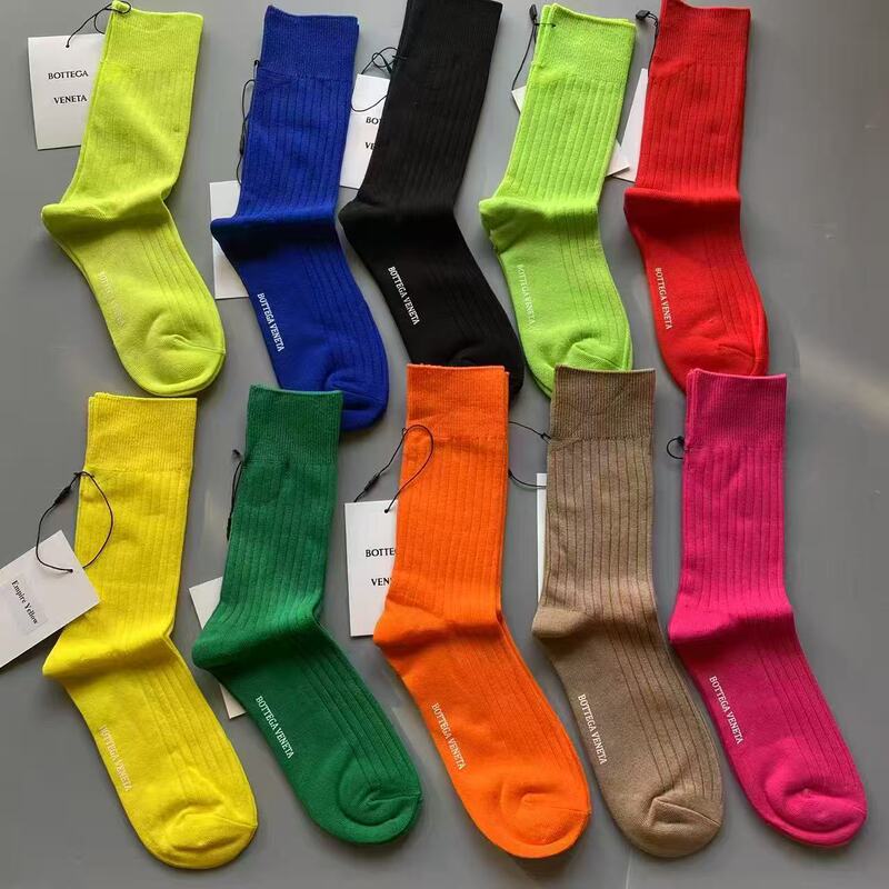 Four Seasons Bv Socks for Women, Pure Color Pit Mid-Calf Socks, Candy Color Simple Casual Socks, Versatile Fashionable Mid-Calf Cotton Socks