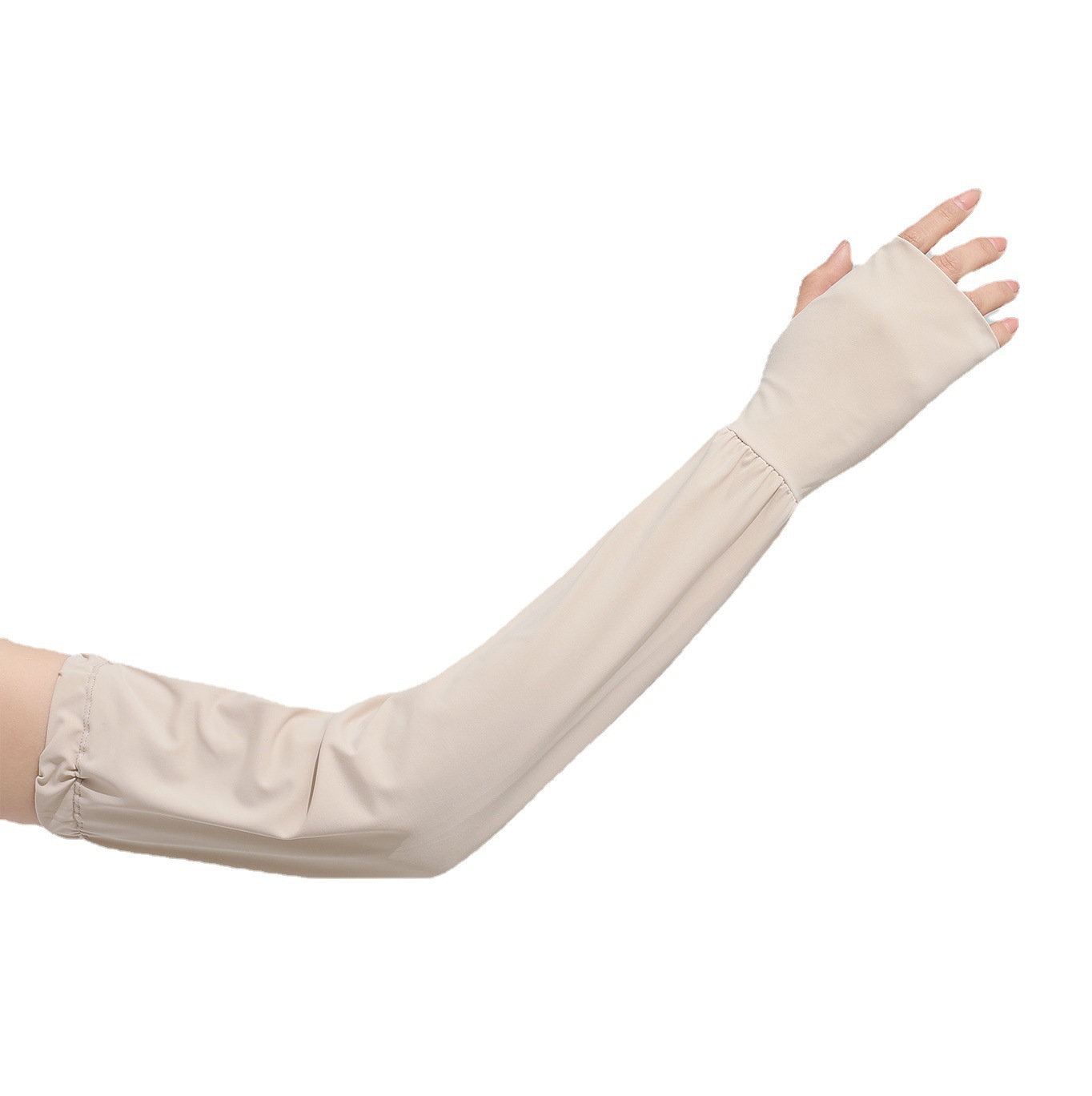 Protector solar Mangas de hielo Guantes de verano con fugas de dedo Protector de brazo de seda de hielo más largo para deportes de ciclismo al aire libre Protector solar Mangas de hielo