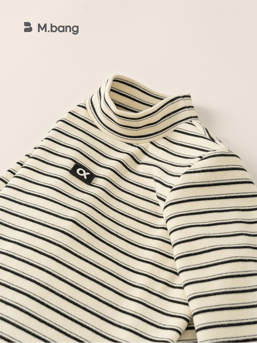 Yubao ropa infantil de cuello medio alto a rayas camisetas de manga larga para niños ropa de invierno de otoño y invierno chaqueta caliente para niñas