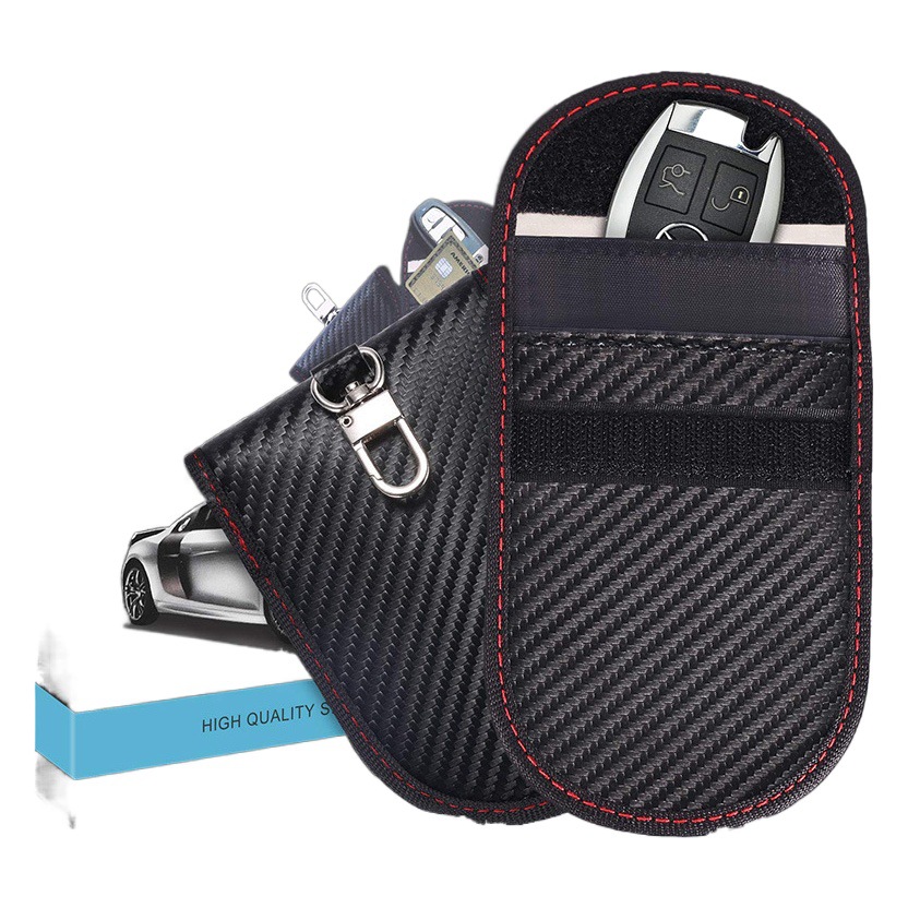 Cross-border new RFID car shielded key bag carbon fiber large and medium small size Faraday bag anti-theft brush positioning sleeve
