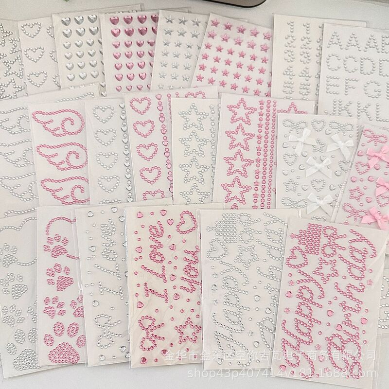 Stickers similar to those used by Instagram bloggers, silver rhinestone stars, 3D heart stickers for card packaging, gift decoration, 3D stickers