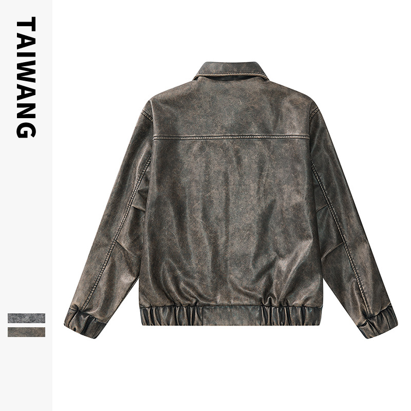 Men's Clothing Retro Lapel Leather Jacket Men's Loose Casual Coat_voghion.com