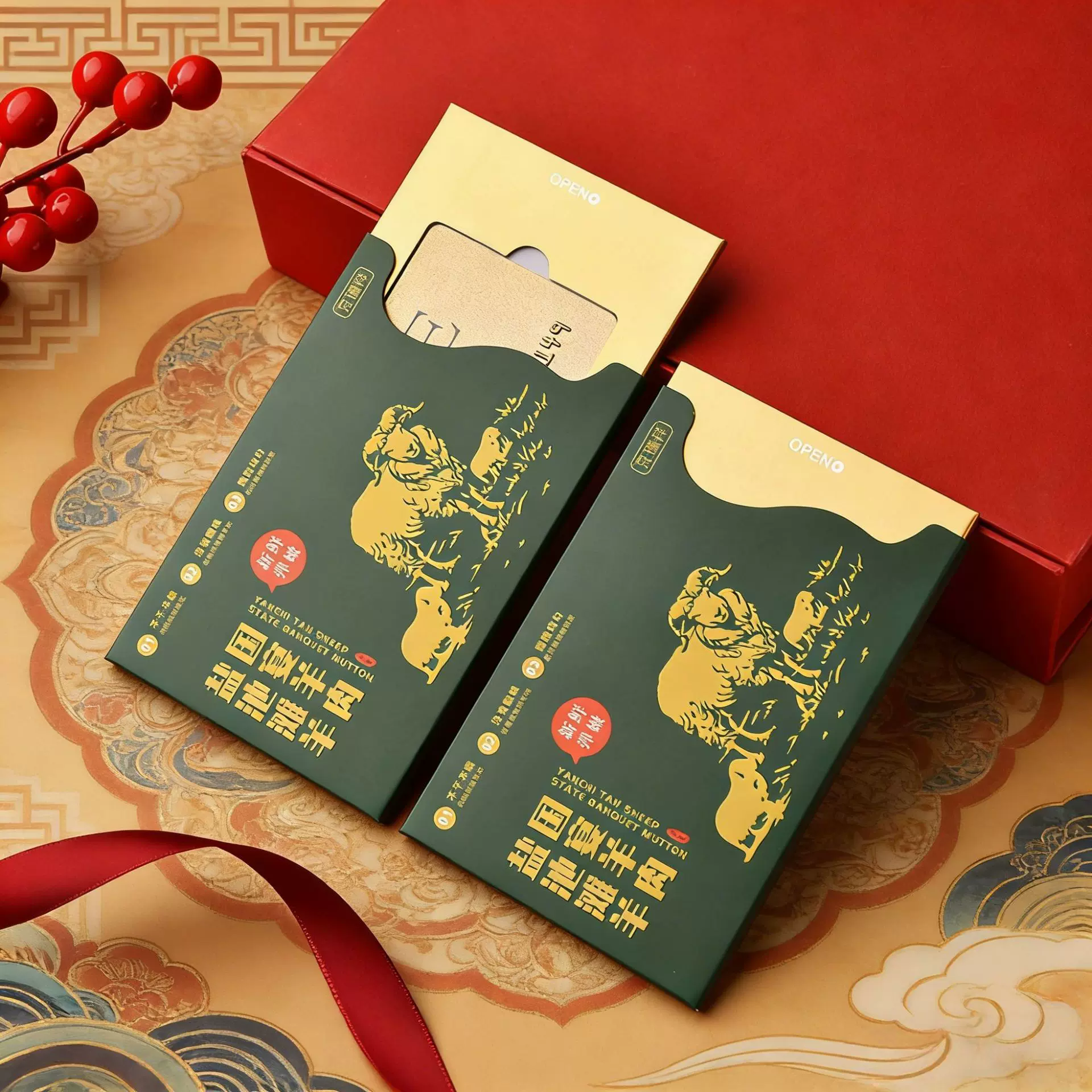 羊肉提货卡卡套定制可印logo封套代金券礼包会员VIP体验邀请函