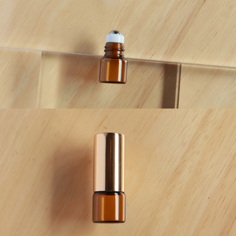 Botella roll-on para aceites esenciales cosméticos, botella marrón para aceites esenciales, botella transparente para reactivos, botella roll-on de vidrio, botella de perfume ámbar.