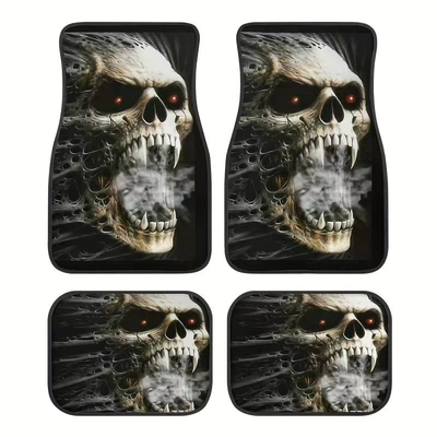 Avtomobil döşəmə paspasları – mat carpet four-piece stain-resistant floor - rz-skull-6-33-44cm-two-pieces