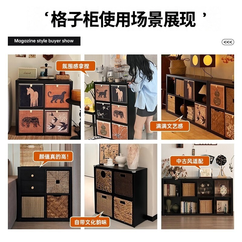 スチールメタル黒と白の8グリッドキャビネット一体型壁バルコニー収納キャビネットリビングルームホーム本棚マルチグリッドキャビネット|undefined