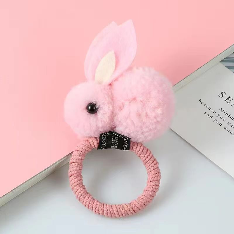 Pink rabbit hair circle