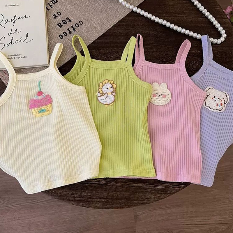 2026 New Style Suspenders for Small and Medium-Sized Girls, Summer Children's Sweet Cartoon Korean Style Candy-Colored Vest for Outerwear Fashion