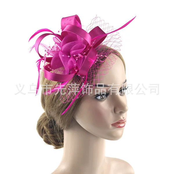 New cross-border headdress bridal headdress feather headdress flower gauze feather hair accessories hairband vintage performance party headdress