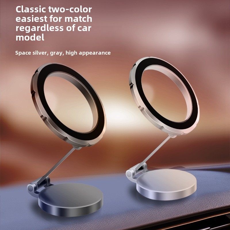 Nytt magnetiskt bilfäste i legering, Magsafe, fällbart teleskopiskt, 360-graders roterande instrumentpanelsnavigationsfäste_voghion.com