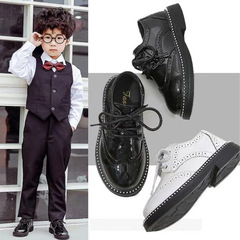 Boys' Leather Shoes 2023 Spring New Black British Style Student Soft Sole Children's White Shoes for Big Kids Performance Shoes