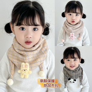 Korean Style Children's Scarf Autumn and Winter New Cute Baby's Triangle Knit Girls' Scarf Children's Slippery Towel