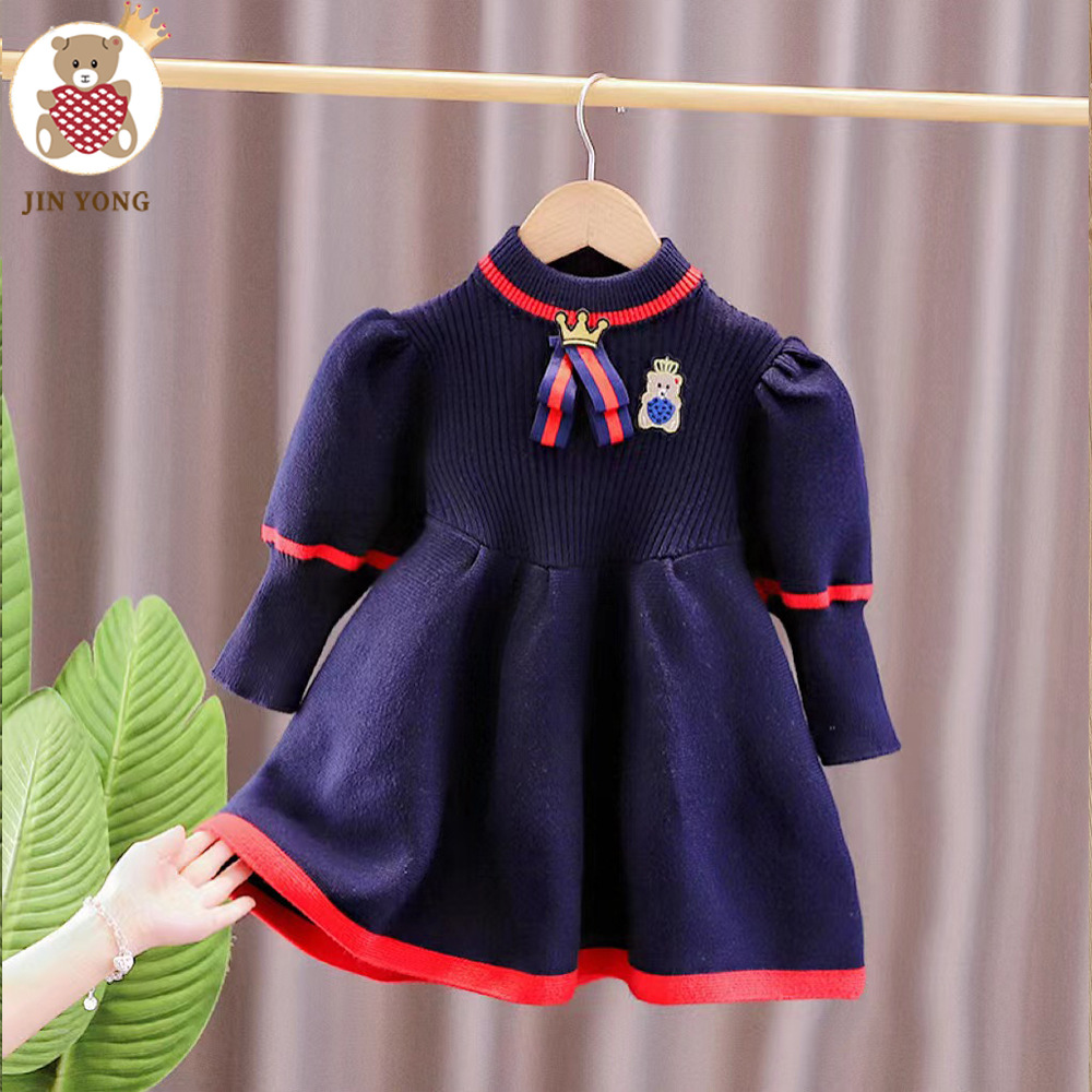 Vestido azul oscuro puro algodón Golden Wheat Bear JYQZ081